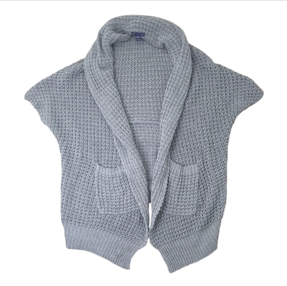 Gap Slouch Chunky Knit Open Cap Sleeve Cardigan W/ Pockets Gray Size Medium - Picture 1 of 6